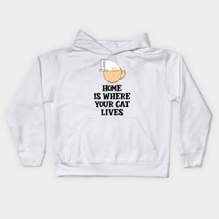 Home Is Where Your Cat Lives Kids Hoodie